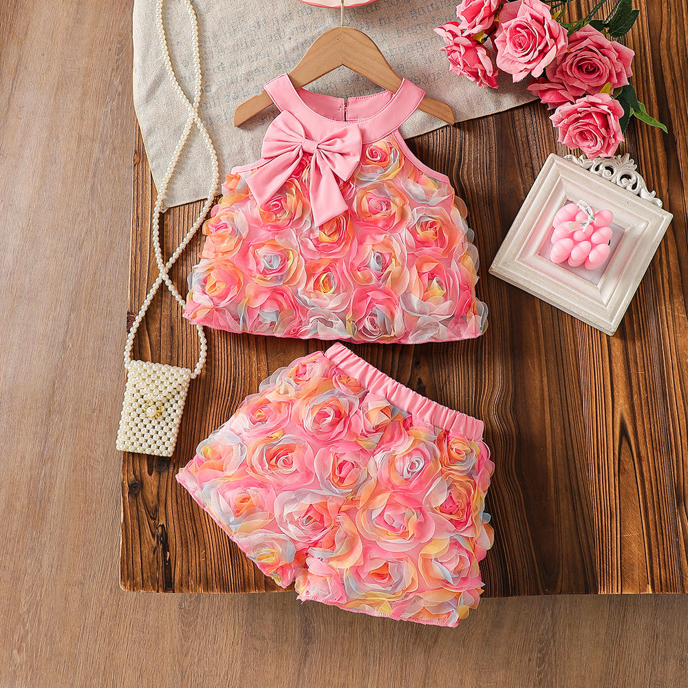 summer cross-border girls' french chic luxury style wavy mesh design fashion two-piece skirt set