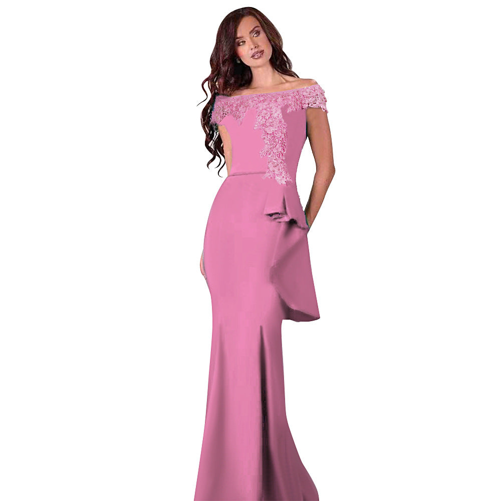 Aliexpress women's plus size long high-end party evening gown tiktok african plus size french dress