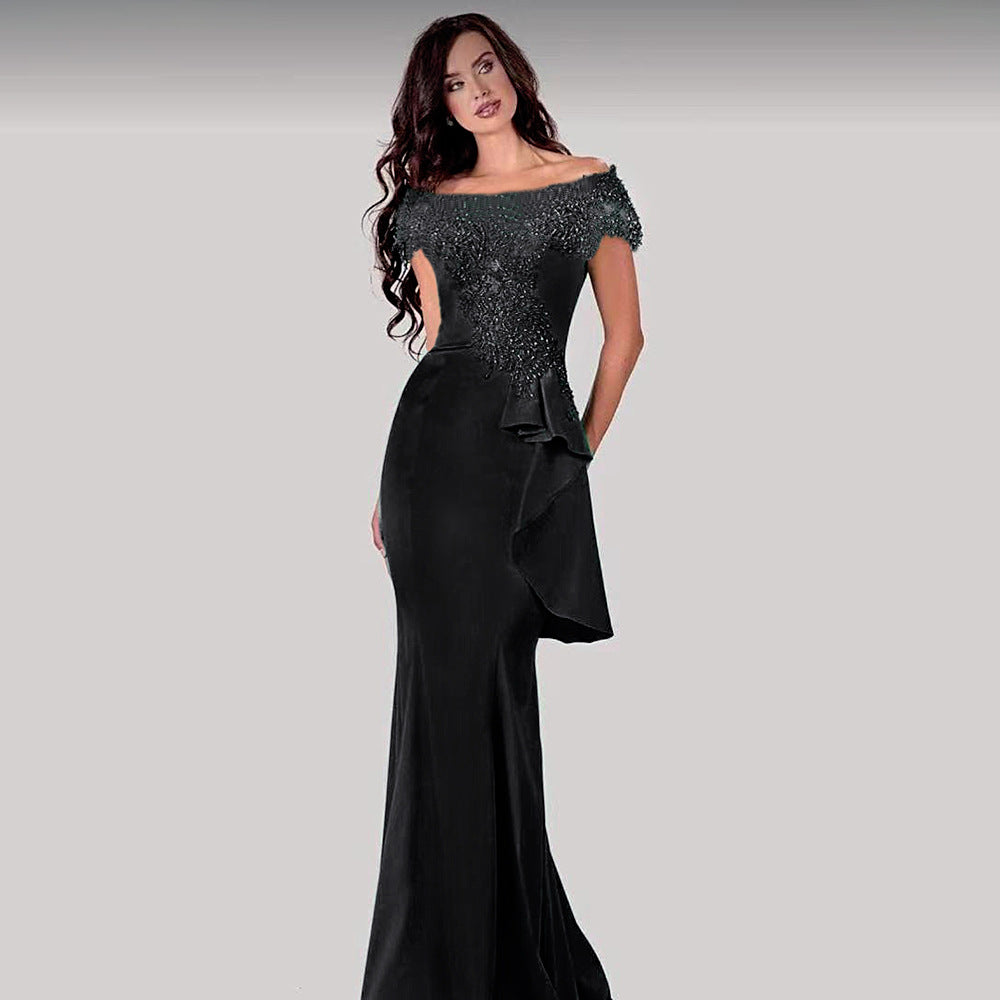 Aliexpress women's plus size long high-end party evening gown tiktok african plus size french dress