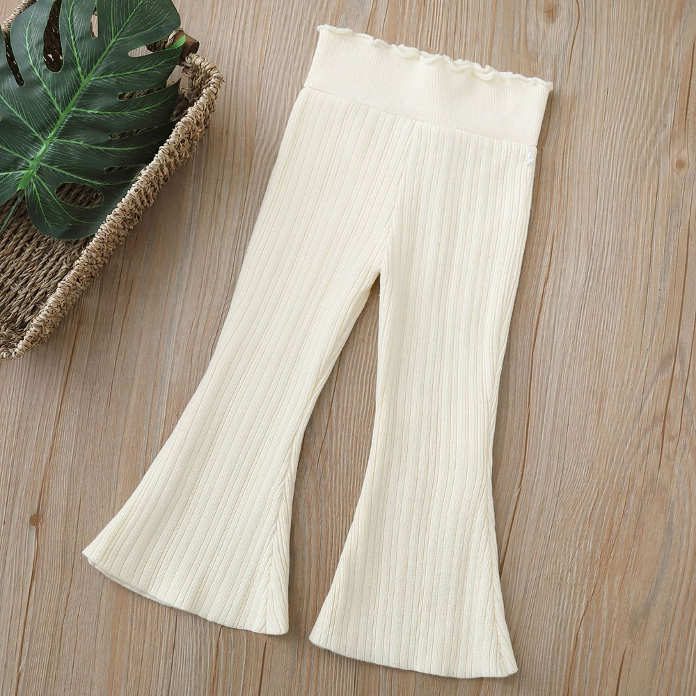 fall/winter new korean style knitted girls' leggings - lace trim wide leg casual pants