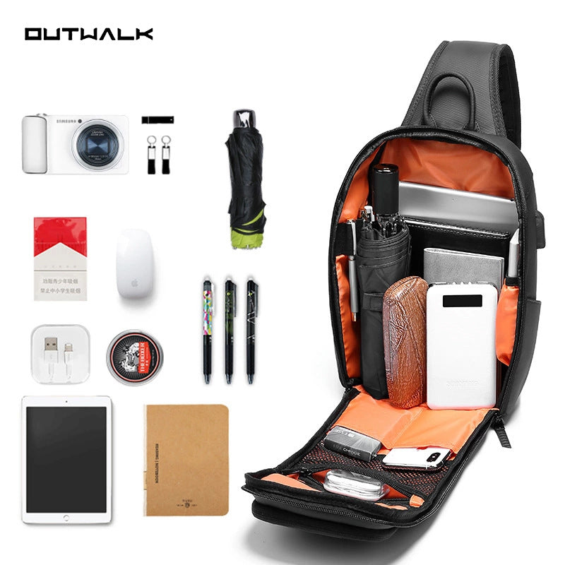 Customized logo messenger bag men's breast bag functional shoulder bag business Korean trend  men's bag chet bag