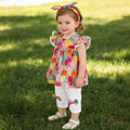 Girls' summer outfit set  new style: trendy kids' short-sleeve, shorts, and flutter-sleeve three-piece set - baby clothes, toddler clothing