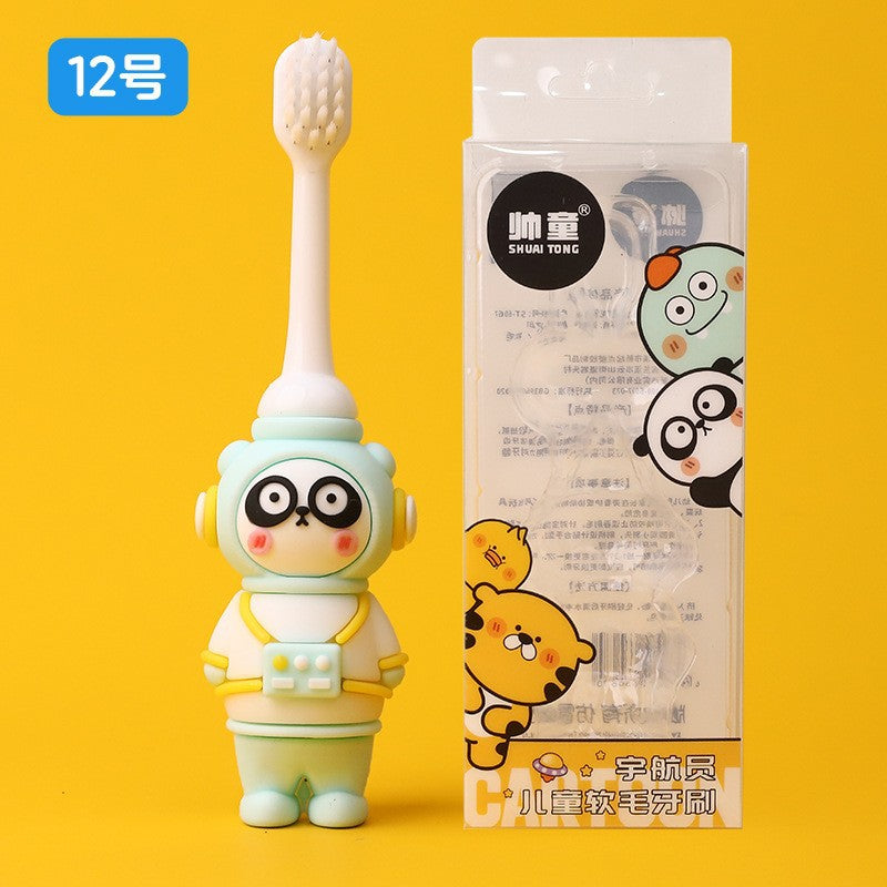 Boxed children's toothbrush cartoon baby cartoon astronaut soft bristle toothbrush 3-12 years old baby oral cleaning