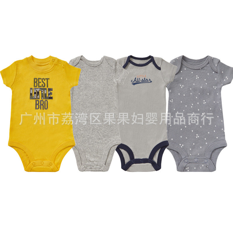 Export children's clothing baby clothes baby boy short-sleeved jumpsuit rompers boy summer clothing newborn triangle khaki