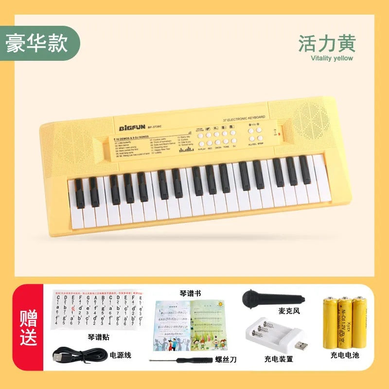 Dropshipping 37-key multifunctional children's electronic keyboard - beginner rechargeable musical instrument toy piano for boys and girls