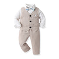 New arrival: factory direct british style boys' plaid vest, shirt, and trousers set - perfect for first birthday celebrations and formal occasions