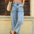 exclusive elastic label women's straight-leg casual jeans, simple and versatile style,  xiyin tiktok