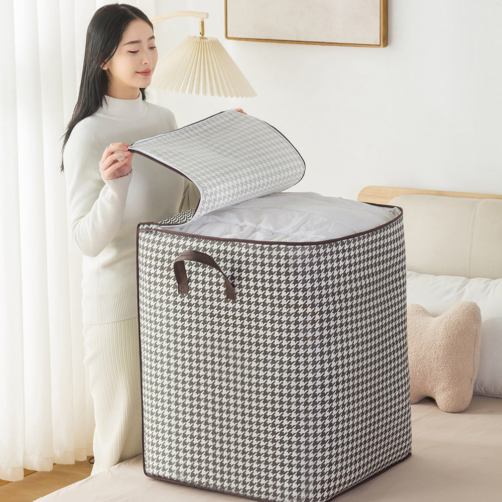 Quilt storage bag Thousand bird grid non-woven moving bag Large capacity travel duffel bag Foldable packing bag