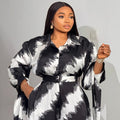 European and american women's clothing  autumn new collection: sweet and fresh printed turn-down collar long-sleeve shirt and high-waisted straight-leg pants two-piece set
