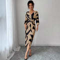 independent station spring and summer new arrivals: cross-border european and american women's clothing - all-over print fashion tie-up dress