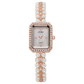 Ouki internet celebrity medieval pearl chain watch women's small mother-of-pearl dial small fragrant style diamond-encrusted women's watch silver