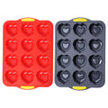 12-cavity heart-shaped non-stick baking pan - perfect for bread, heart-shaped puddings, jellies, chocolate cakes, and more!