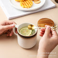 Mug nordic style gridscasual ceramic water cup large with lid coffee cup spoon creative milk cup wholesale