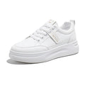 Wholesale women's white sneakers - new spring/autumn collection, versatile leather upper, breathable canvas, lightweight athletic casual skate shoes, fashionable