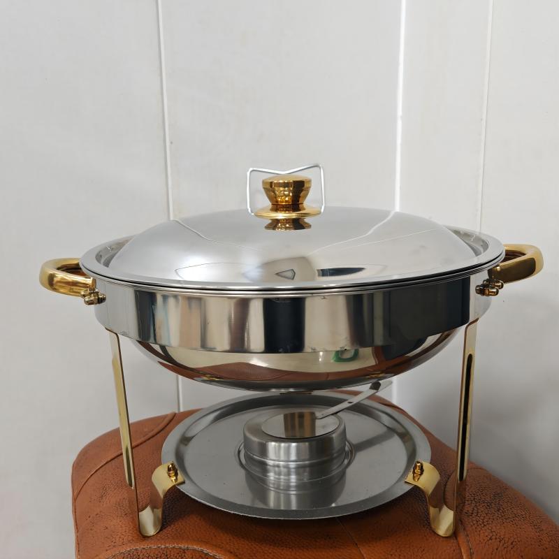 Stainless steel gold-plated mini buffet warmer set - hotel-grade alcohol-fired food warmer - cross-border supply