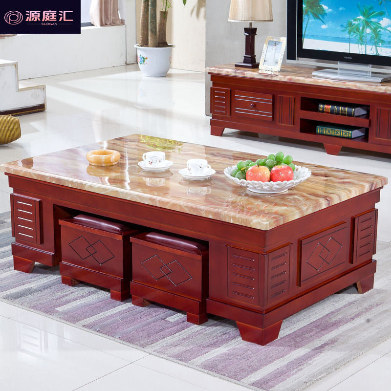 New chinoiserie solid wood coffee table tv cabinet stone surface classy fully equipped storage suitable for for home office tv cabinet
