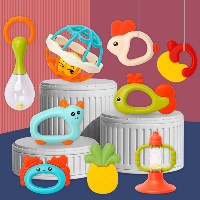 Cross-border South East Asia Children's Early Education Puzzle Baby Fun Hand Rattle Bed Bell Teeth Bite Baby Toy Bottle Set
