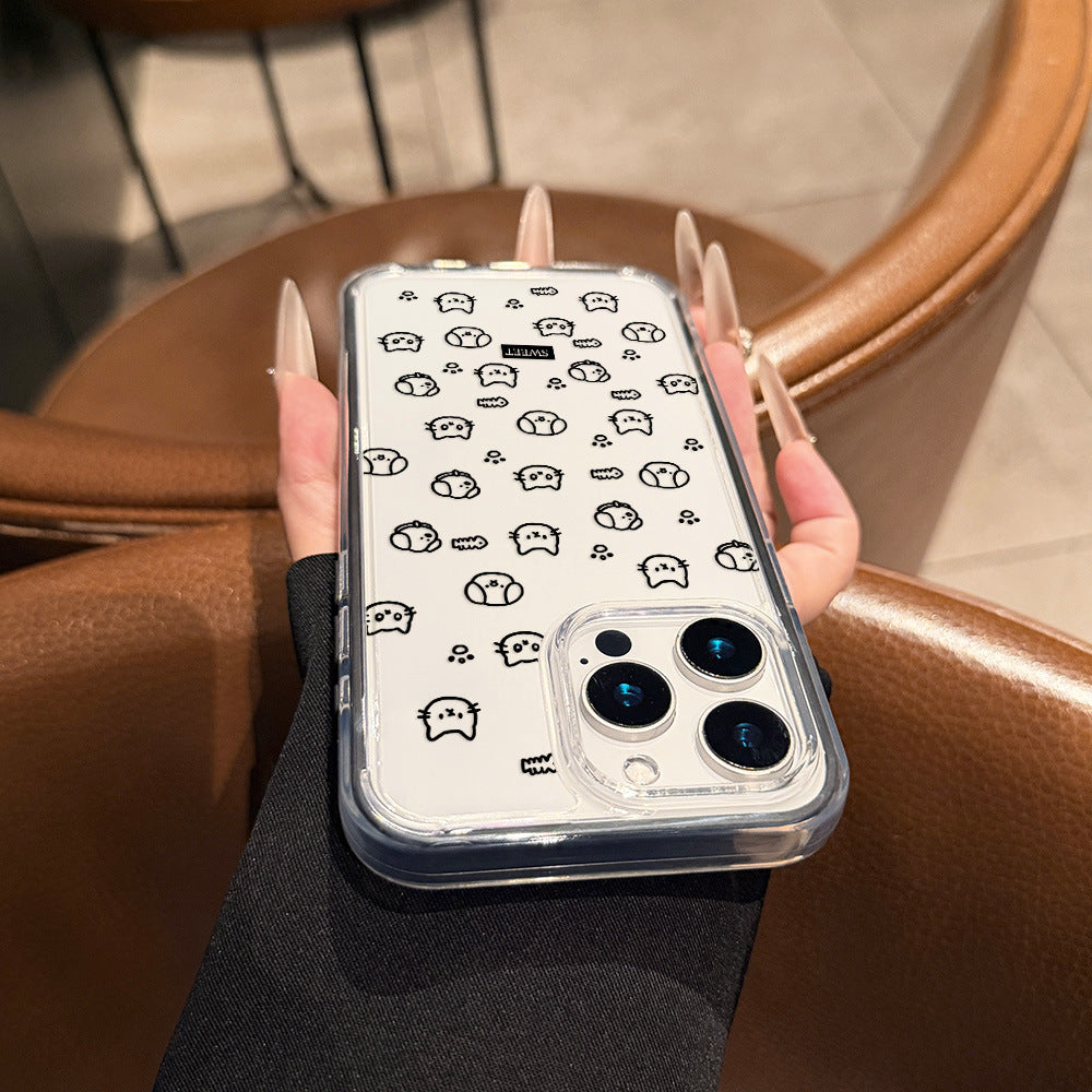 Ins cute cartoon cat paw print suitable for iphone16 mobile phone case apple 17pro transparent anti-fall protective cover
