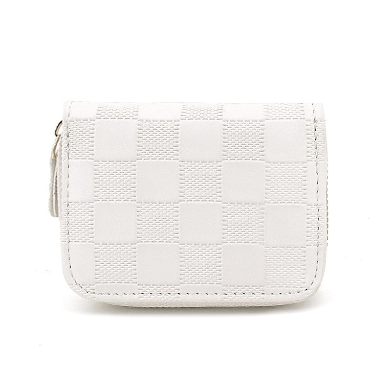 Plaid card bag, new  men and women's high-end sense, large-capacity document storage, casual card holder, zipper, change bag.