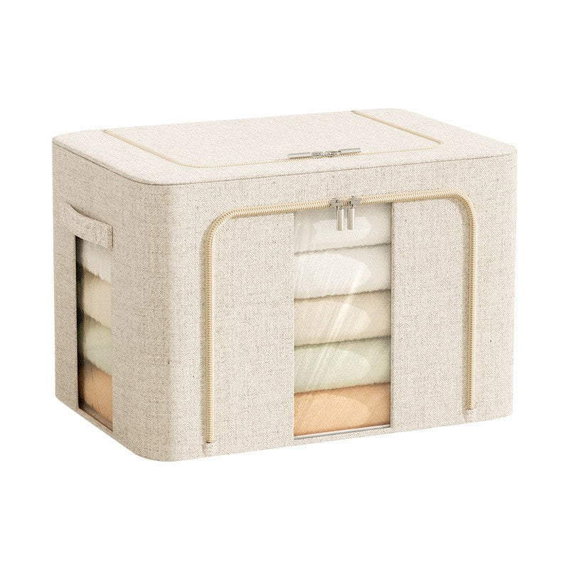 Clothes storage box organizer specially selected xinjiang genuine cotton and linen odorless steel frame strong load-bearing double window storage box