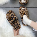 Trendy fuzzy slippers for women - winter fashion leopard print, home & outdoor wear, non-slip soft sole, plush warm one-strap cotton slippers
