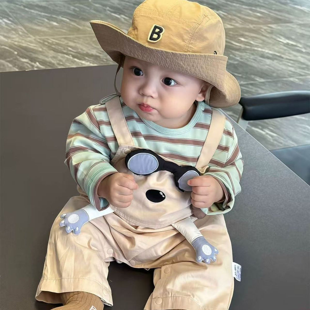 Spring outfit set for baby boys and girls: new stylish korean style two-piece set - includes a base layer top and overalls for infants and toddlers