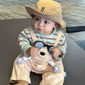 Spring outfit set for baby boys and girls: new stylish korean style two-piece set - includes a base layer top and overalls for infants and toddlers