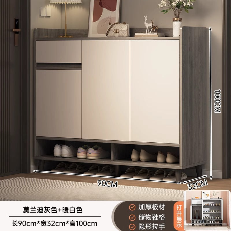 Shoe cabinet household door 2025 new indoor porch cabinet integrated locker solid wood legs multi-layer shoe rack