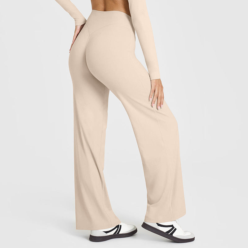 best selling straight-leg pants nude brushed sports casual yoga pants peach butt high waist large stretch fitness pants