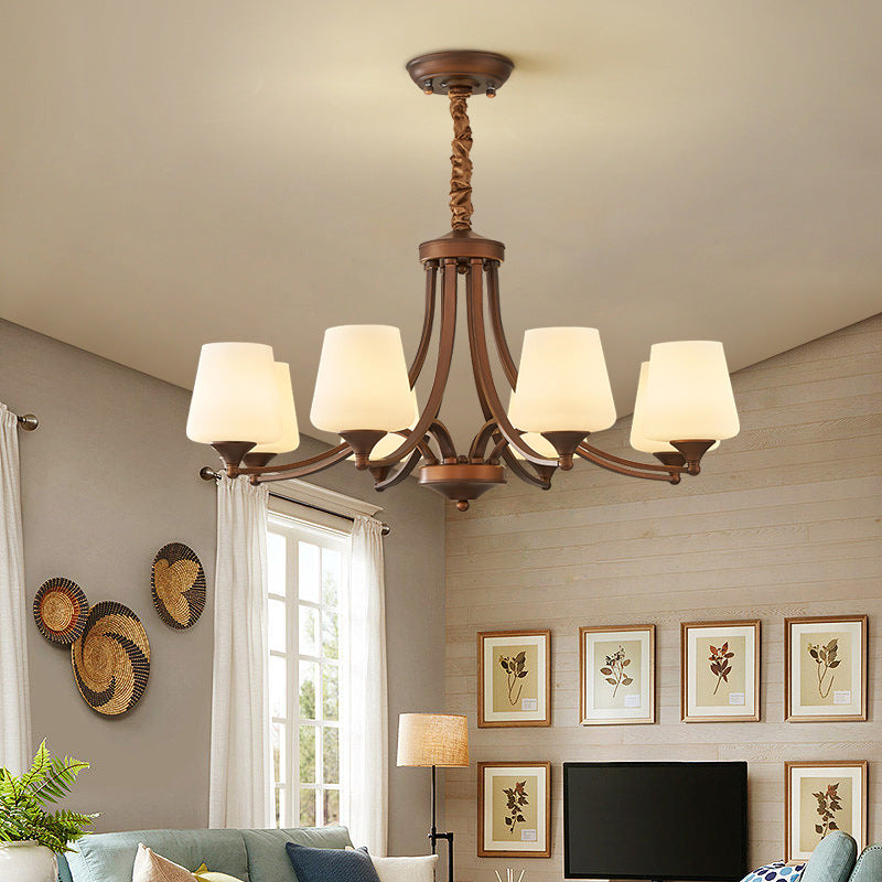 American chandelier living room dining room bedroom lighting country retro style wrought iron glass French simple atmosphere light