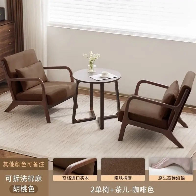 Balcony tea table and chair combination small apartment one table and two chairs household solid wood simple three-piece set reading and drinking tea cp