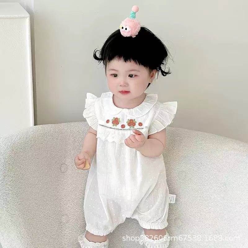 Newborn baby summer romper  spring infant flutter sleeve bodysuit long sleeve crawling suit baby girl outfit