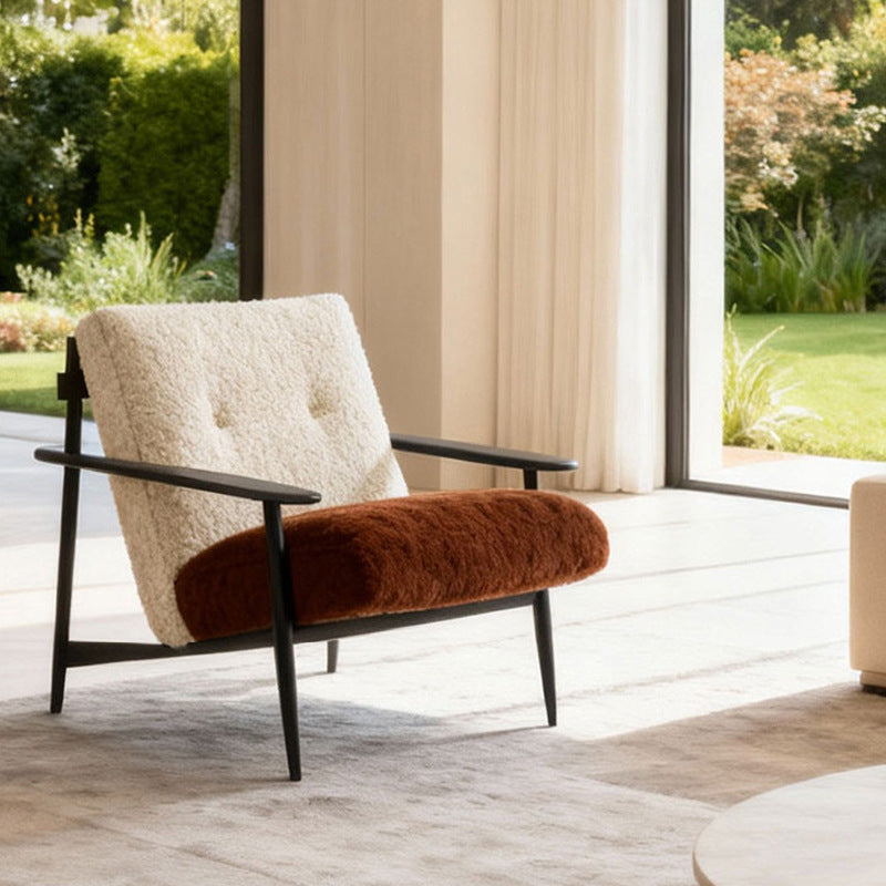 Italian minimalist living room retro solid wood casual chair designer modern casualaccessible luxury fabric single sofa chair
