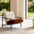 Italian minimalist living room retro solid wood casual chair designer modern casualaccessible luxury fabric single sofa chair
