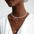 Export fashion new layered imitation pearl necklace stacked y-shaped pearl pendant clavicle chain adjustable easiest for match jewelry