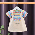Girls' striped sundress - new summer style, lightweight, short-sleeved, in-stock wholesale