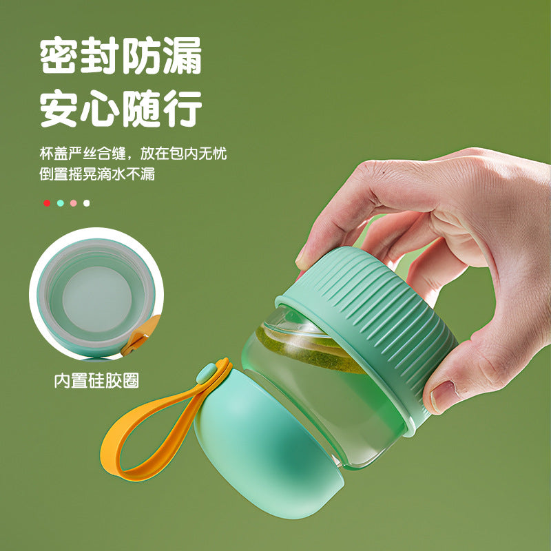 New portable mini tumbler with lid, 300ml glass cup - stylish and trendy coffee mug for women