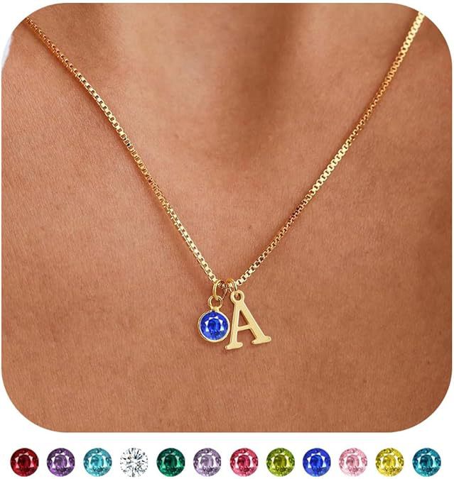 new arrival women's initial birthstone necklace fashion 14k gold-plated letter casualeasiest for match clavicle chain