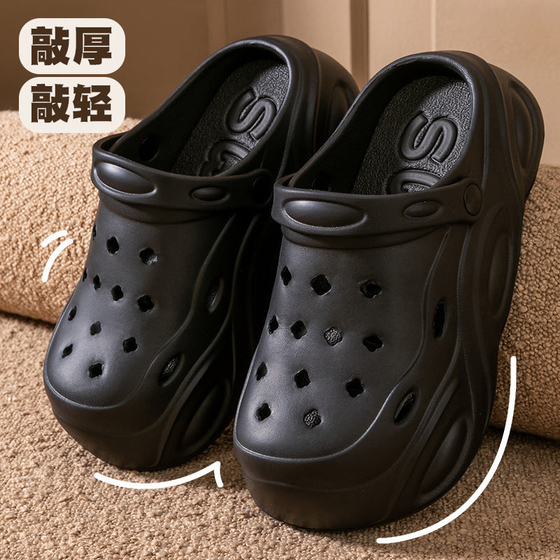 Height-increasing crocs women's summeroutwear2024new arrival stepping on shit feeling eva bottom beach seaside non-slip toe slippers