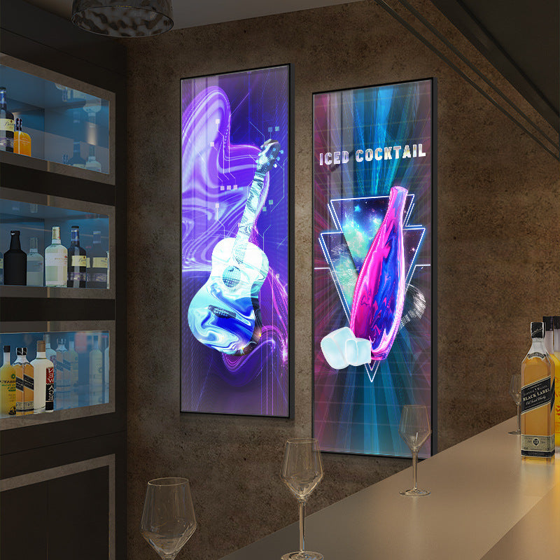 KTV box background wall ambient light painting nightclub bar clear bar with lamp decoration mural barbecue shop luminous hanging painting