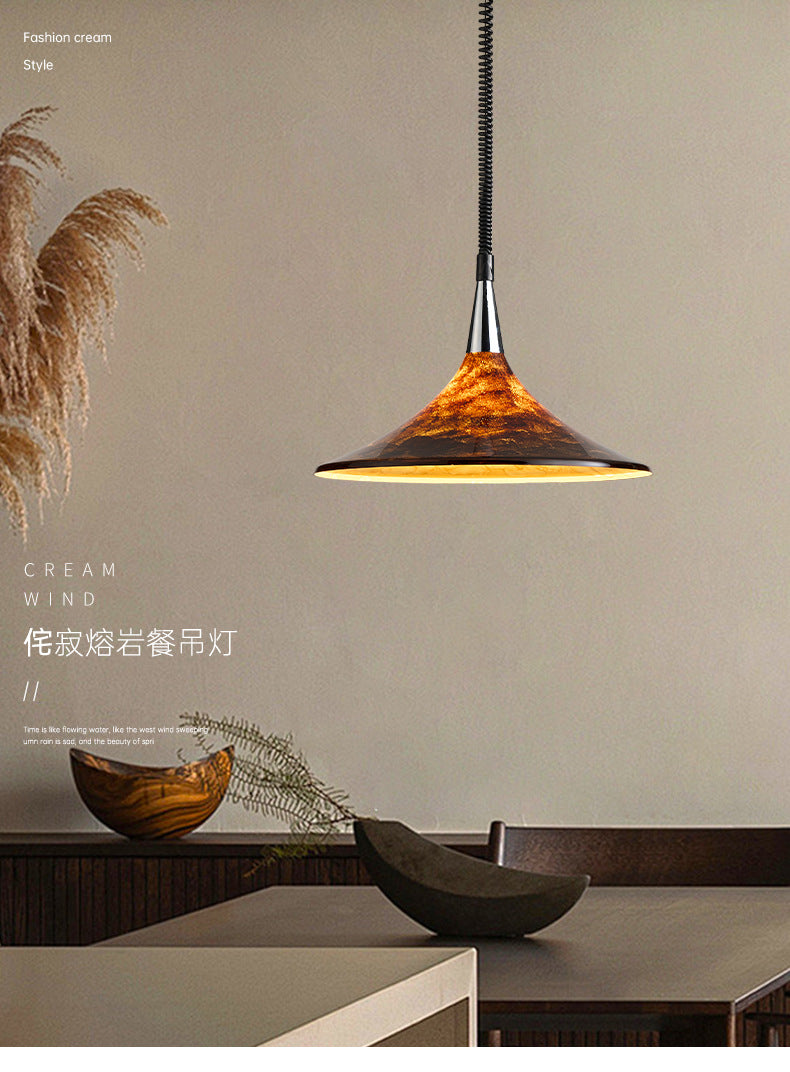 Medieval Flaming Mountain Restaurant Chandelier Retro Painted Retractable Study Restaurant Bar Main Light Creative Homestay Lighting