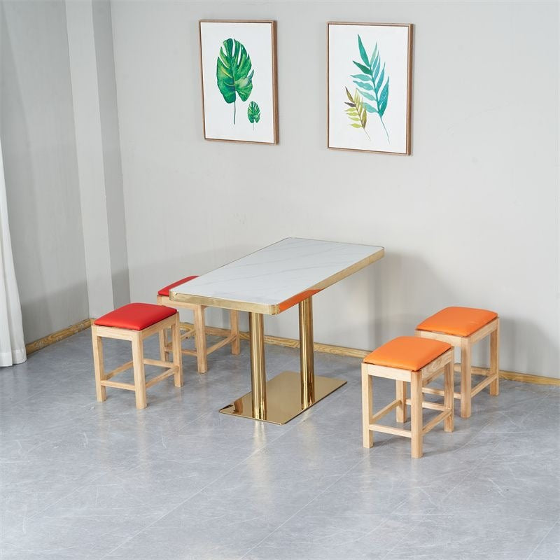 Commercial slate dining table theme restaurant barbecue shop snack shop restaurant ramen solid wood stool slate dining table casual style