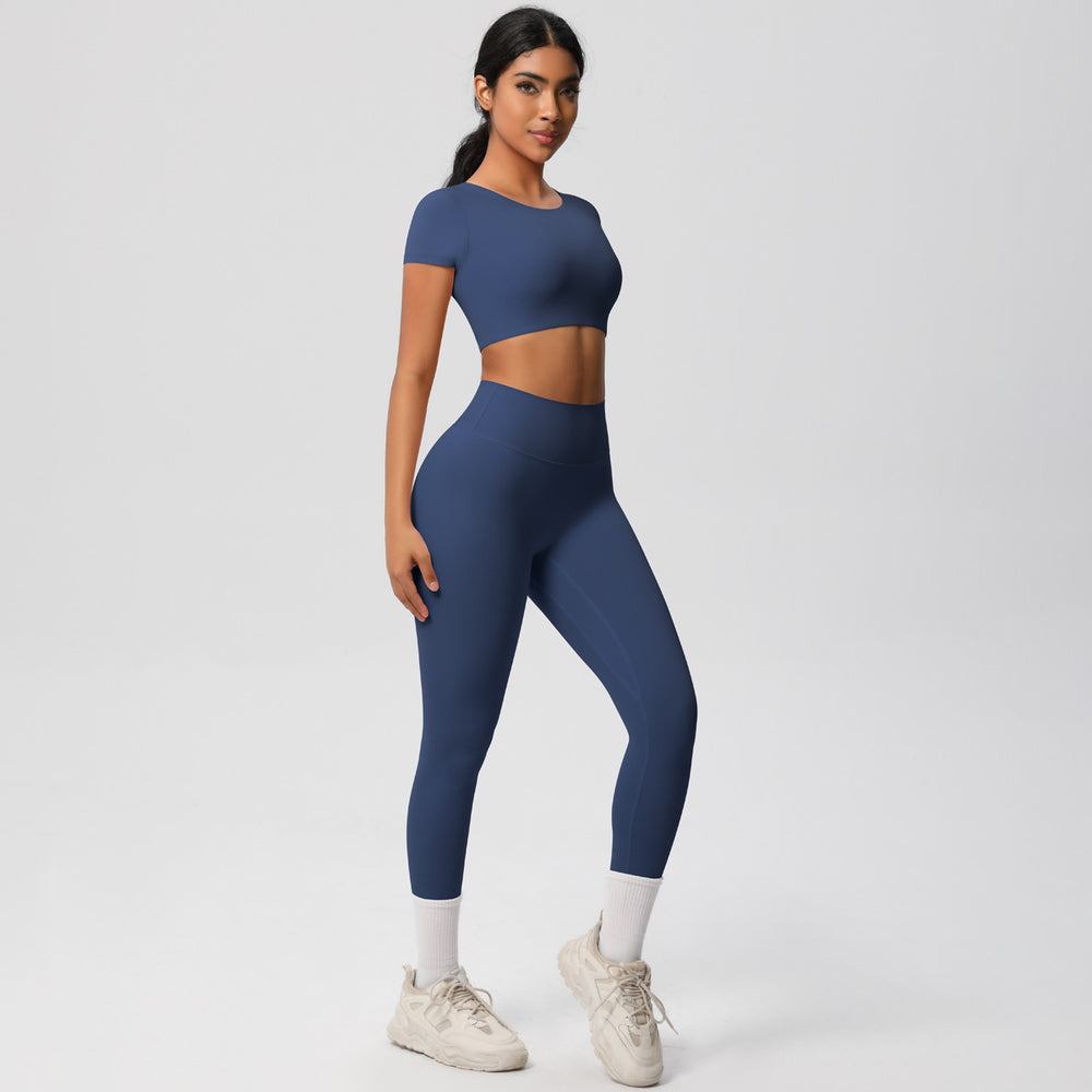 European and american nude feel brushed solid color yoga outfit set - quick-dry, breathable, 8-piece running & fitness activewear set for women