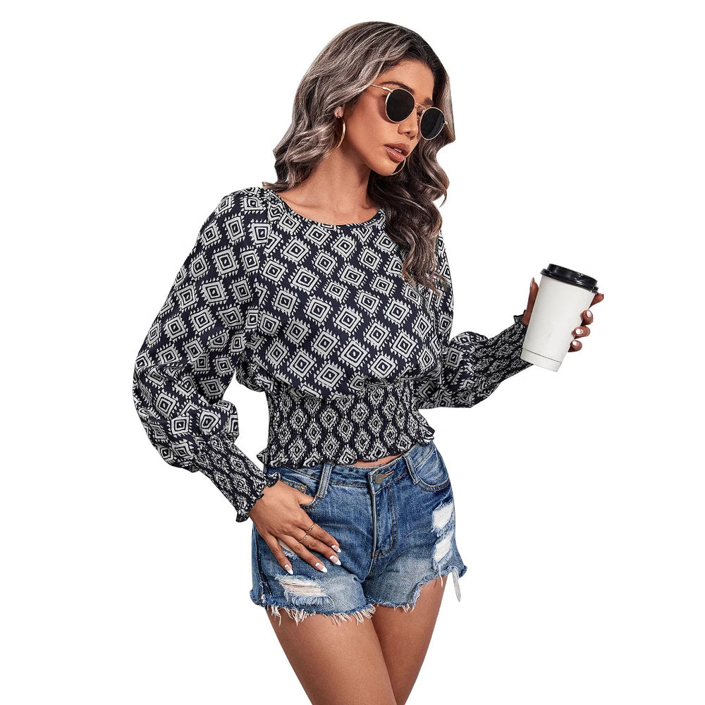 Pre-sale 72238#  cross-border women's fashion: european & american ins style, new autumn collection, chic & versatile long sleeve top