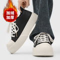 Mickey mouse big head derby shoes for men - autumn chunky sole height increasing casual warm versatile sneakers - unique design fleece-lined leather shoes