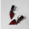 Exportplus size pointed toe flats spring and summer new arrival stiletto patent leather high heels one strap toe sandals for women