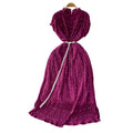 Elegant and sophisticated, this heavy-beaded, ruffled-edge, round-neck dress is a stunning new addition to your summer wardrobe. designed to flatter, it features a cinched waist and a slimming silhouette, finished with a pleated maxi skirt