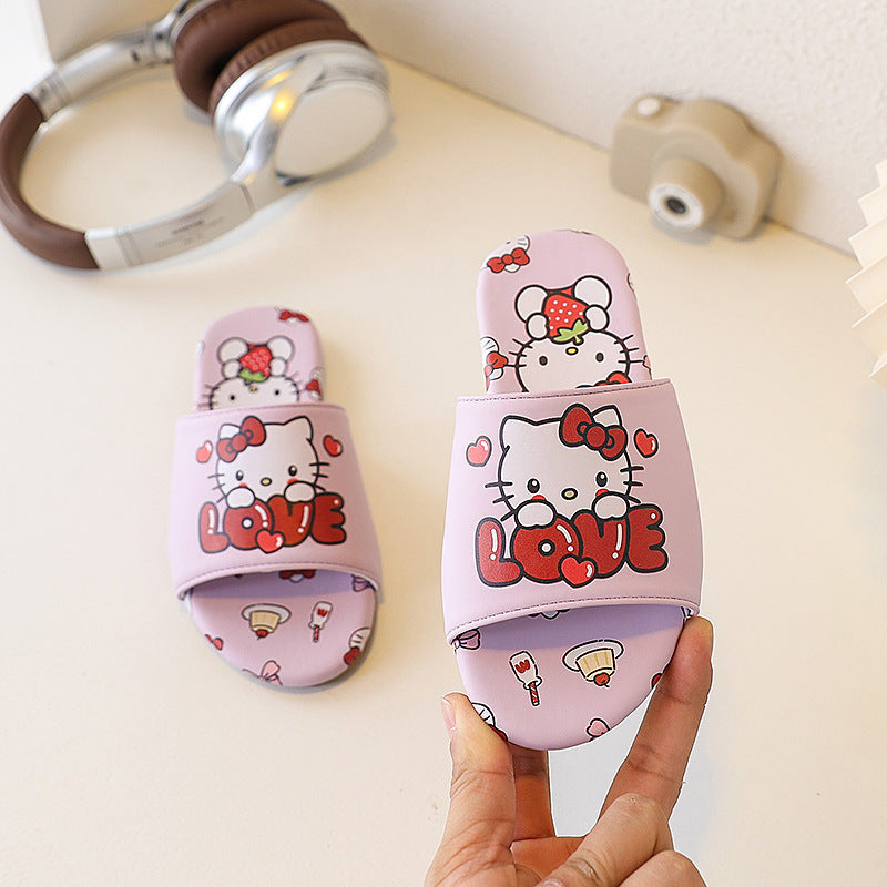 Custom summer girls' indoor/outdoor slippers & sandals - comfortable casual shoes with bow detail for little girls (sizes for mid-to-large children)
