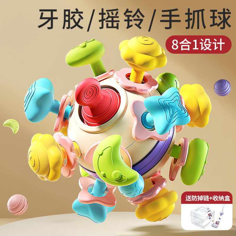 Infant manhattan atomic ball space teether hand ball baby teething soft glue boiled grip training toy