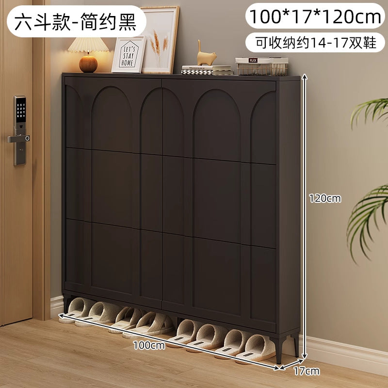Cream style ultra-thin tipping shoe cabinet for home door small narrow entrance multi-layer entrance cabinet new arrival 2025 popular shoe rack